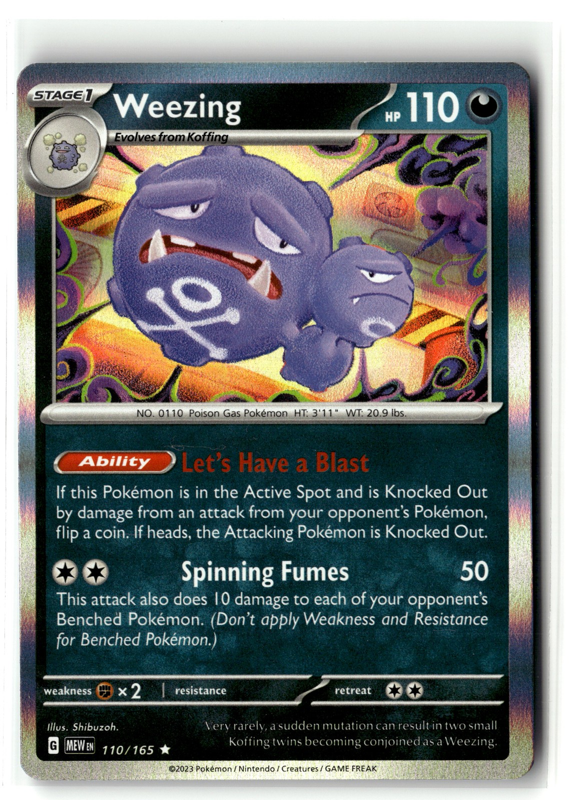 Weezing 110/165 151 Rare Holo Pokemon TCG [NM]