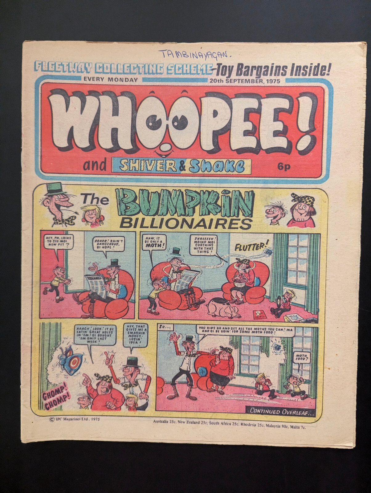 Whoopee and Shiver and Shake Comic, 20th September 1975, IPC.