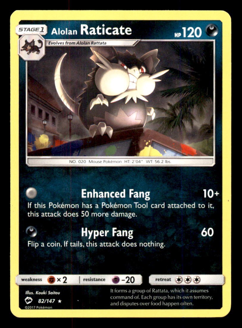 ALOLAN RATICATE 82/147 POKEMON OMBRE CHE BRUCIANO LP