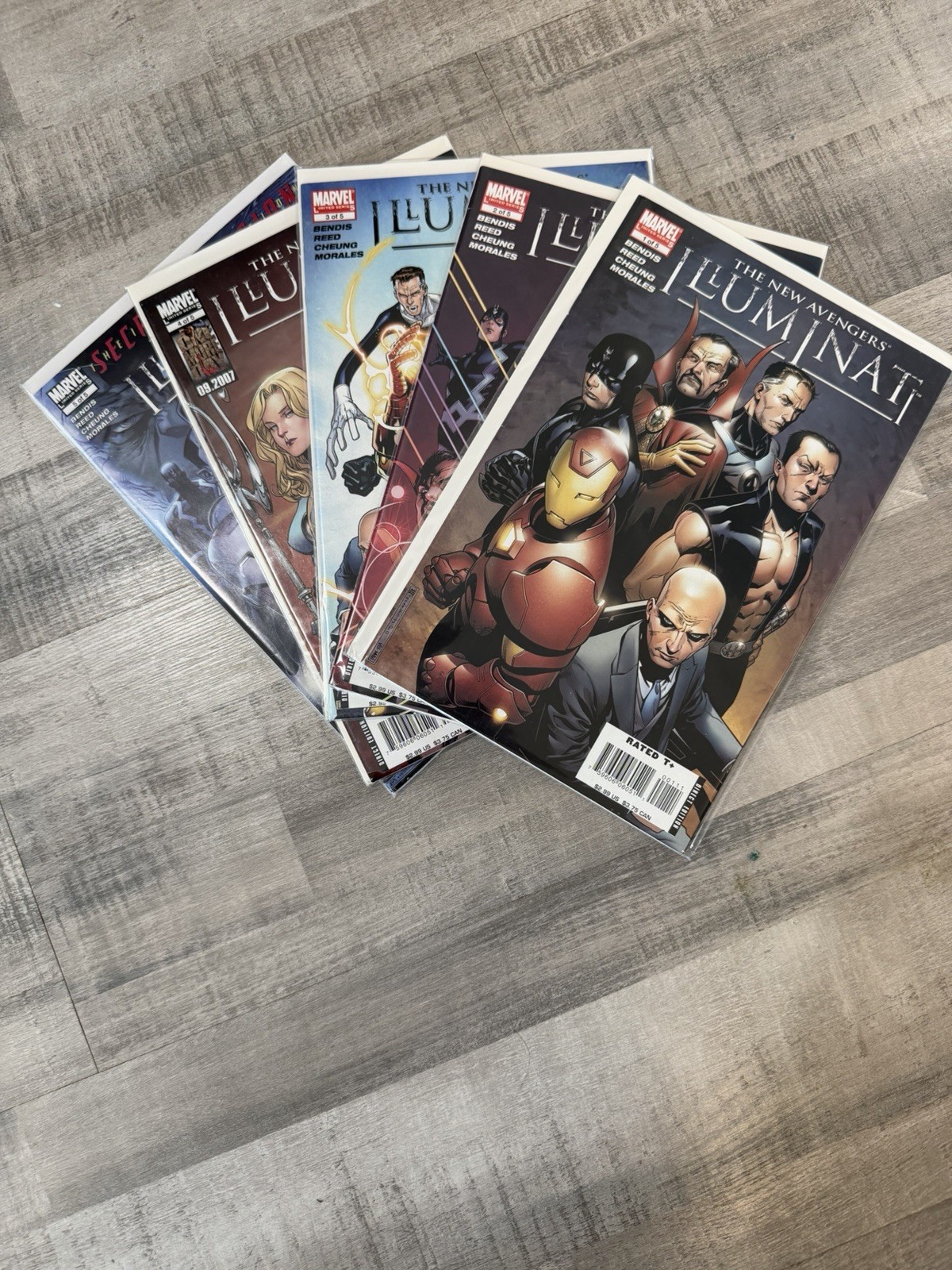 New Avengers Illuminati #1-5 set completo Marvel Comics 2007 Bendis Cheung