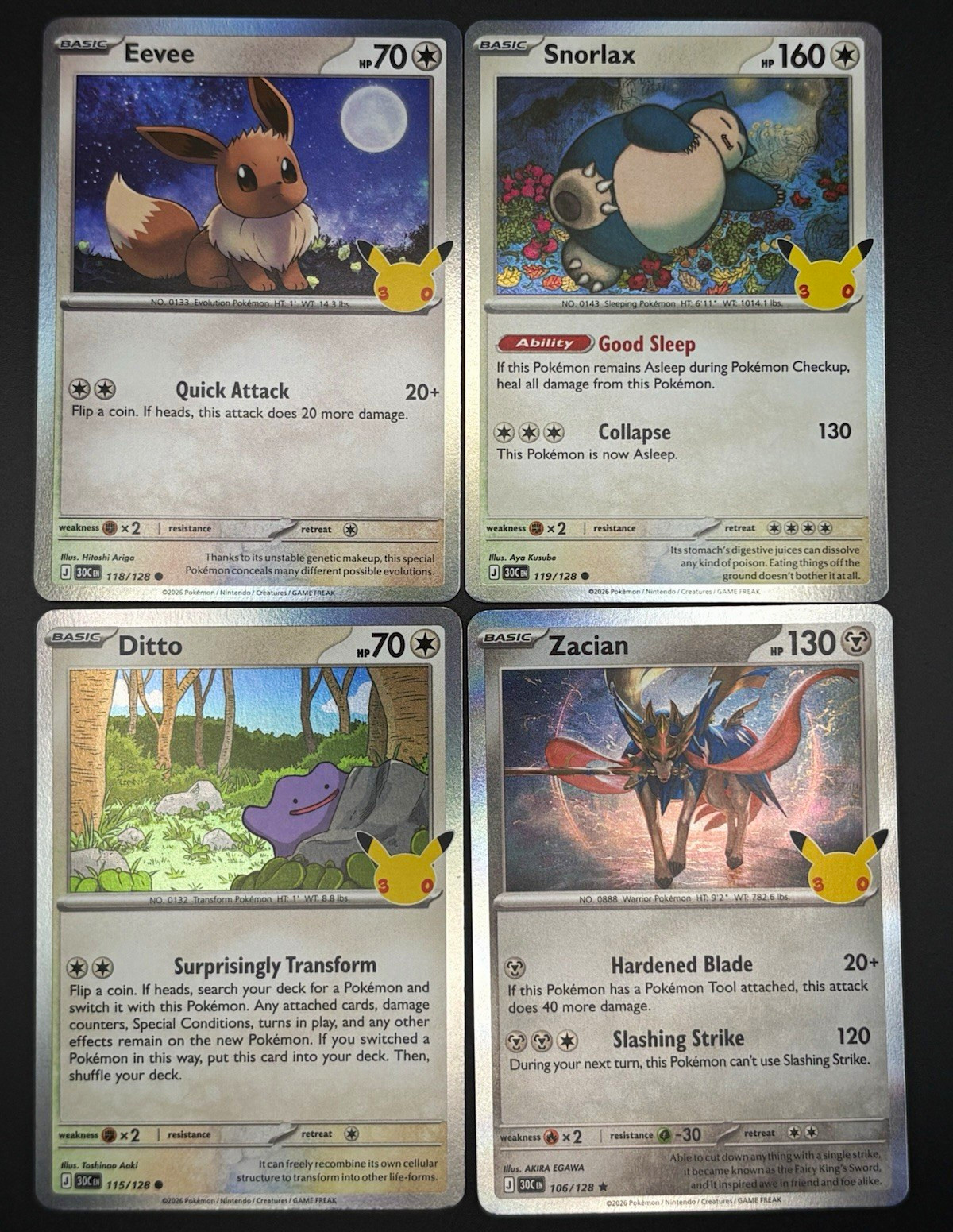 Lotto Pokemon TCG Celebrazioni 30° Holo Inglese Eevee Snorlax 4
