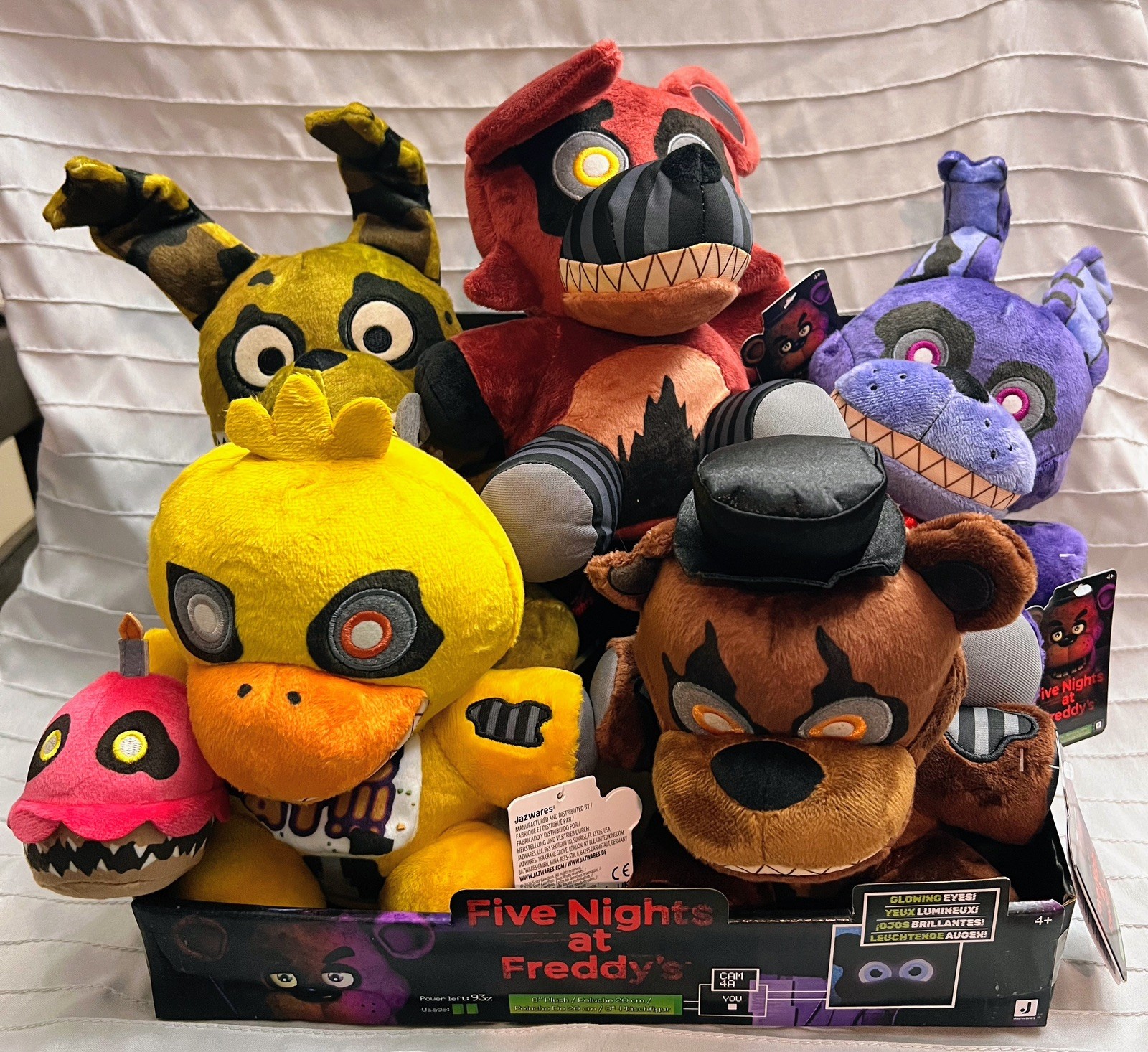 FNAF- Nightmare Characters Plush Full Set w/ Case & tags- Jazwares- Wave 3- GITD