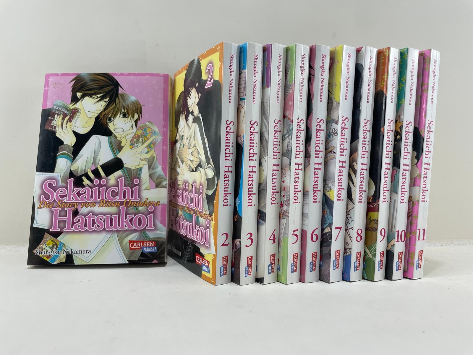 Sekaiichi Hatsukoi 1-11, starter set, condizioni accettabili, manga Yaoi, tedesco