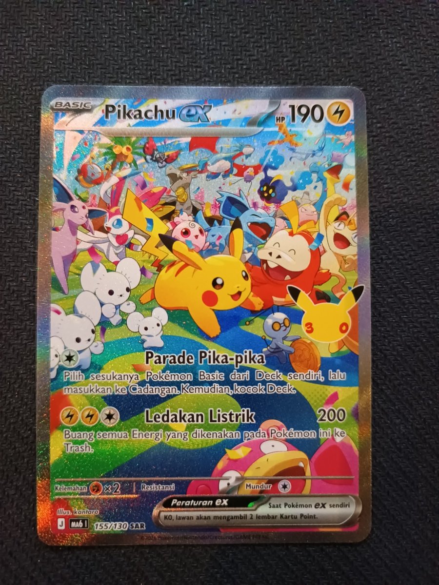 Pokemon Pikachu EX SAR SIR 30th Anniversary Celebration MA6 155/130 Indonesia