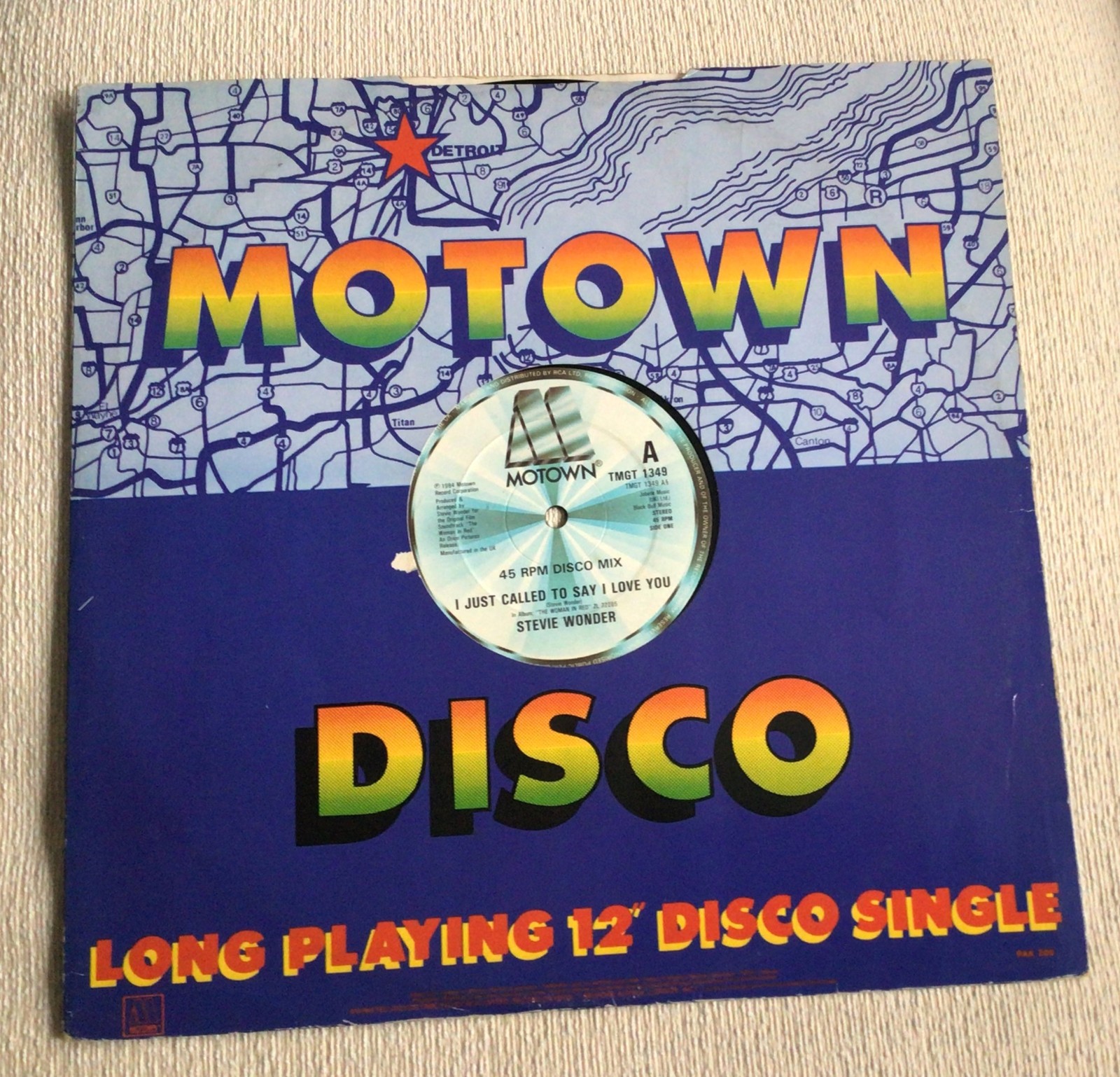 STEVIE WONDER - I JUST CALLED TO SAY I LOVE YOU - 1984 MOTOWN 12" SINGLE - EXC.