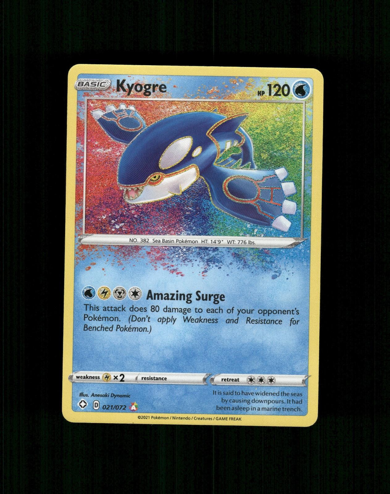 Kyogre 021/072 Incredibile Raro Shining Fates Pokemon Quasi Nuovo