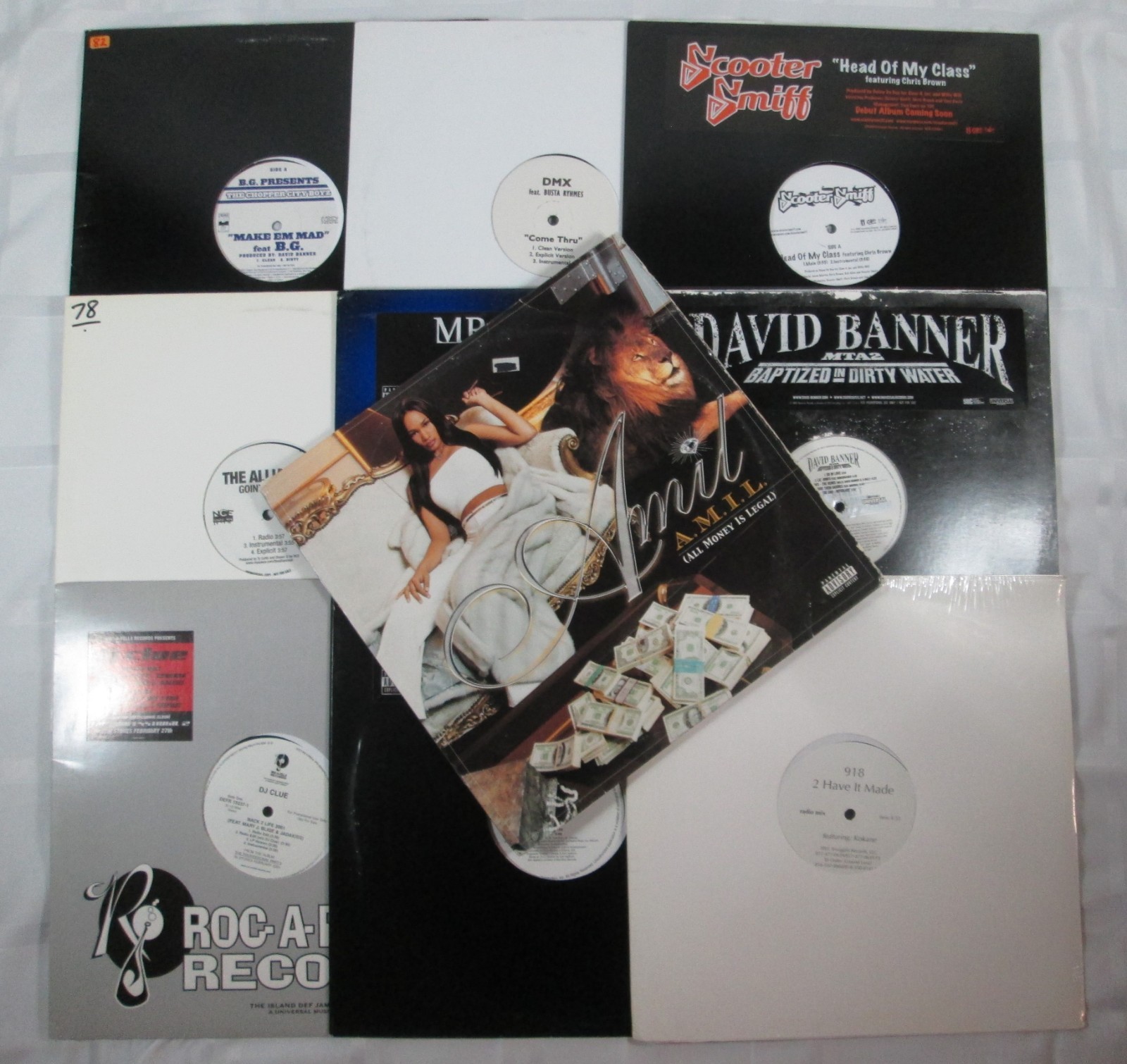 Lot of 10 Hip-Hop/Gangsta Rap 12" Vinyl MANY PROMOS David Banner DJ Clue DMX