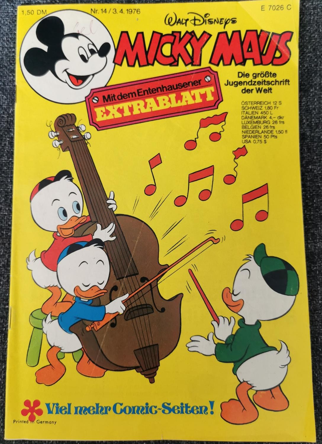 Quaderno Topolino 14 - 3.4.1976 Walt Disney foglio extra ritaglio
