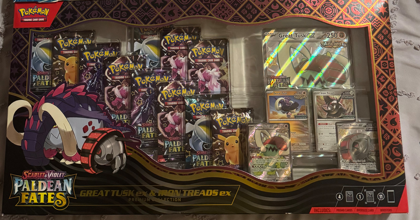 Pokemon TCG Destino Paldeo Grande Zanna ex e Fili di Ferro ex Collezione Premium NUOVO