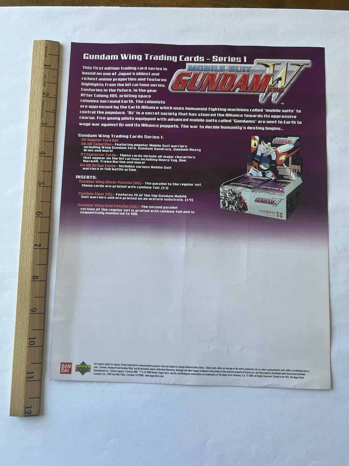 FOGLIO PUBBLICITARIO BAN DAI 2000 PONTE SUPERIORE GUNDAM WING DEALER