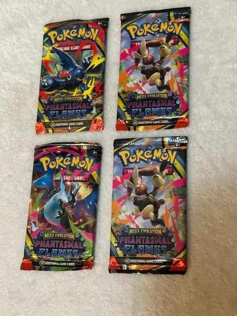 Pokémon TCG Mega Evoluzione Fiamme Fantastiche Booster Set di 4 disegni artistici sigillati