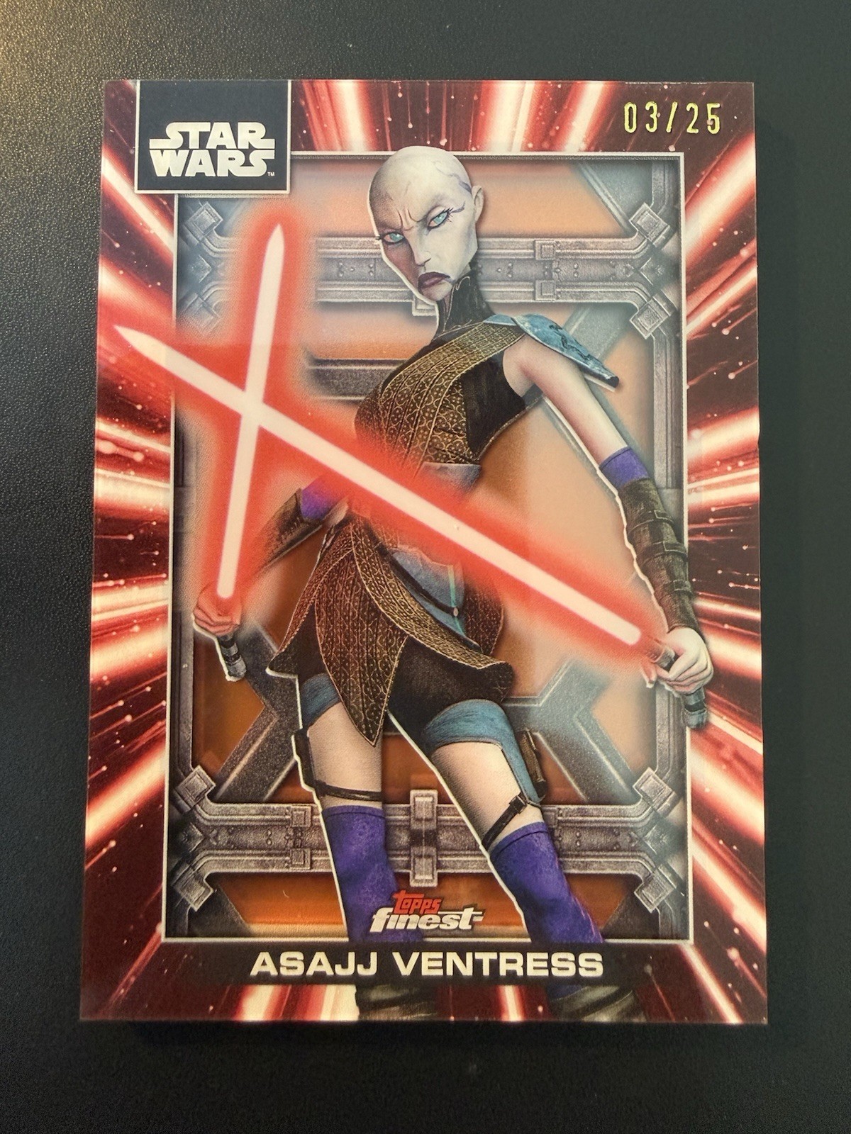 2025 Topps Star Wars Smugglers Outpost ASAJJ VENTRESS Lightsaber Shadowbox #/25