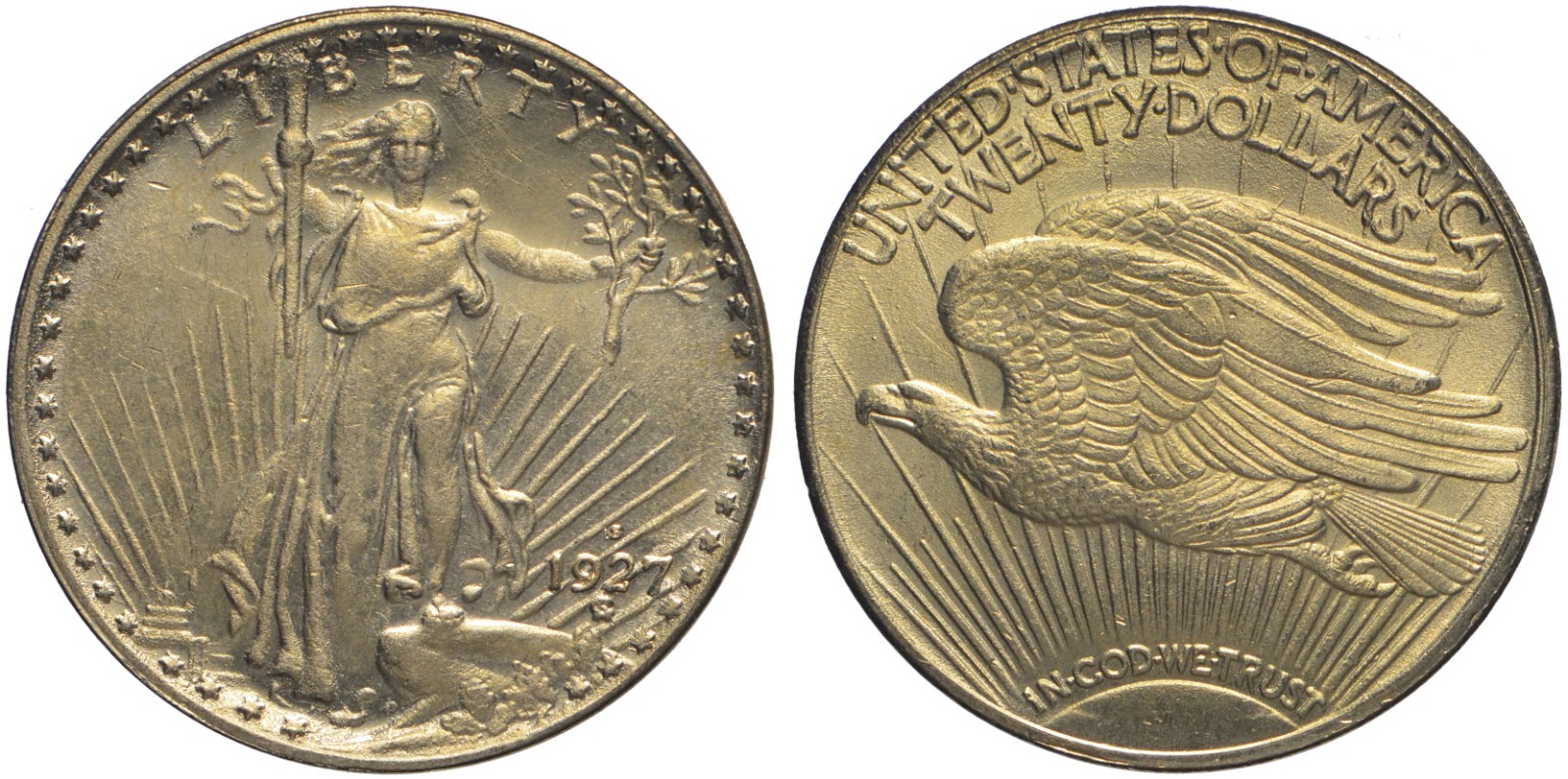 STATI UNITI D'AMERICA - 20 DOLLARI 1927 S SAINT GAUDENS - NON ORO -  RICONIO