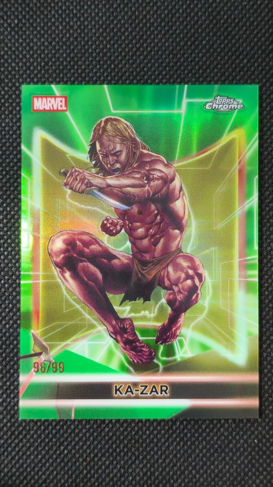 2026 Topps Neon Marvel Ka-Zar #176 Green Chrome Refractor /99 Serial Mint UK