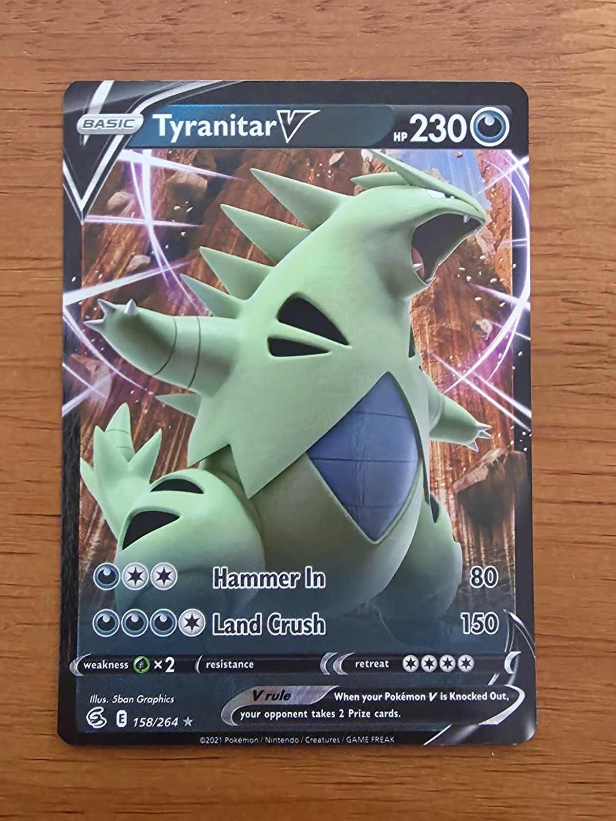 Carta Pokemon Miscut Tyranitar V 158/264 Full Art Fusion Strike
