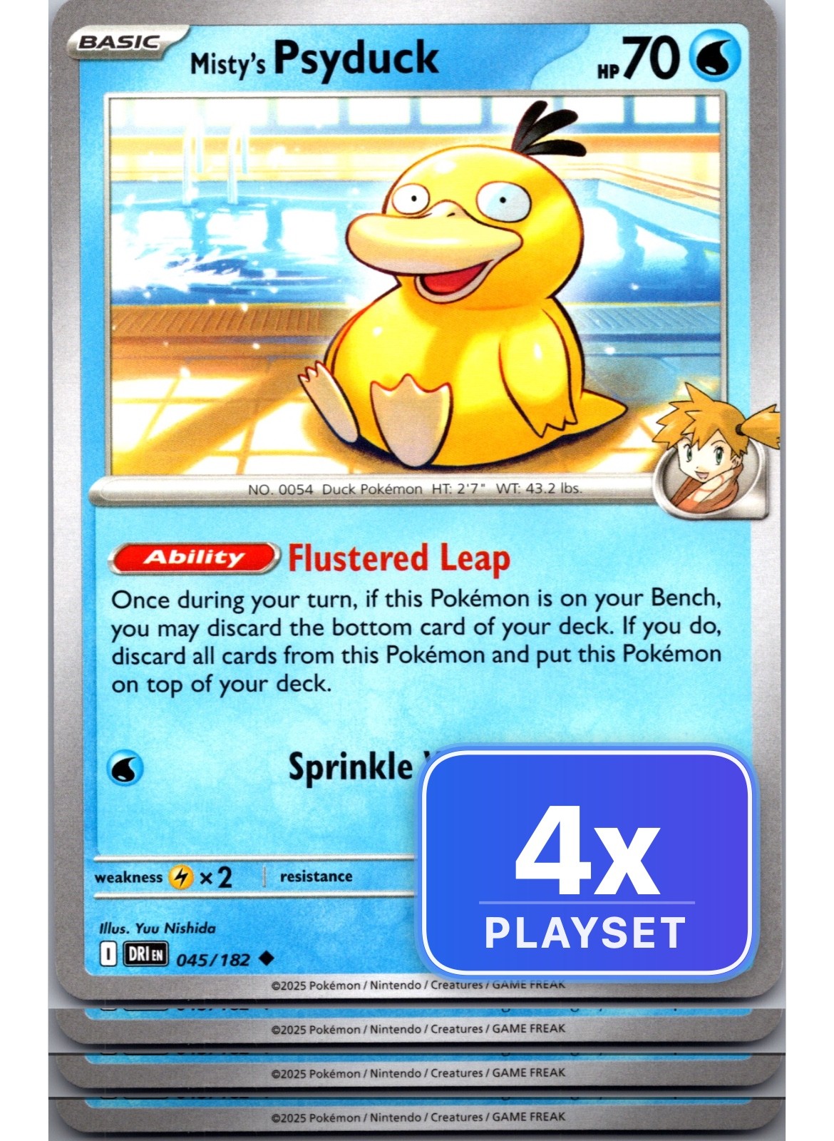 Playset di 4 2025 Pokemon Psyduck di Nebbia 045 Rivali Destinati Non Comuni