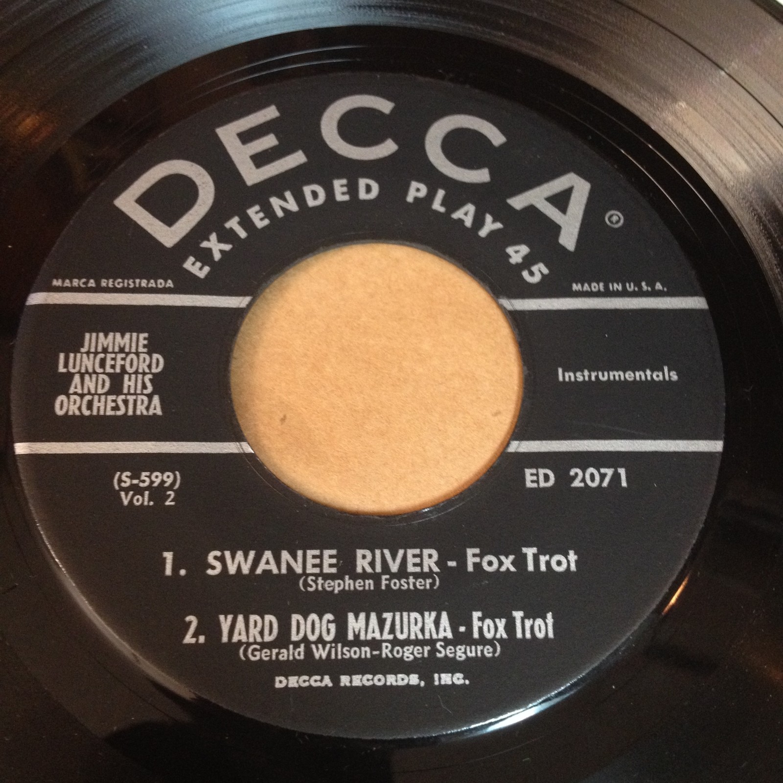 Jimmie Lunceford 45 RPM EP on Decca ED 2071