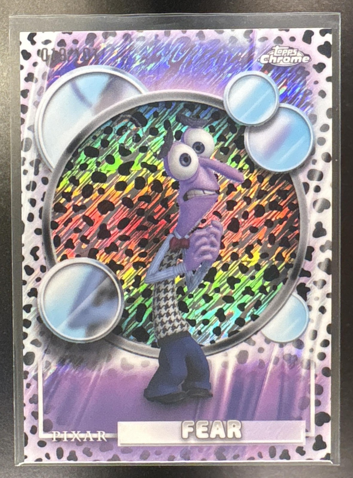 2026 Topps Chrome Disney Fear #174 101 Dalmatians bianco e nero scintillante /101