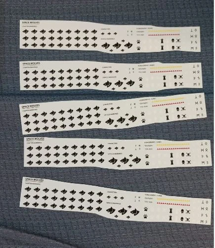 5 space wolfs transfer sheets