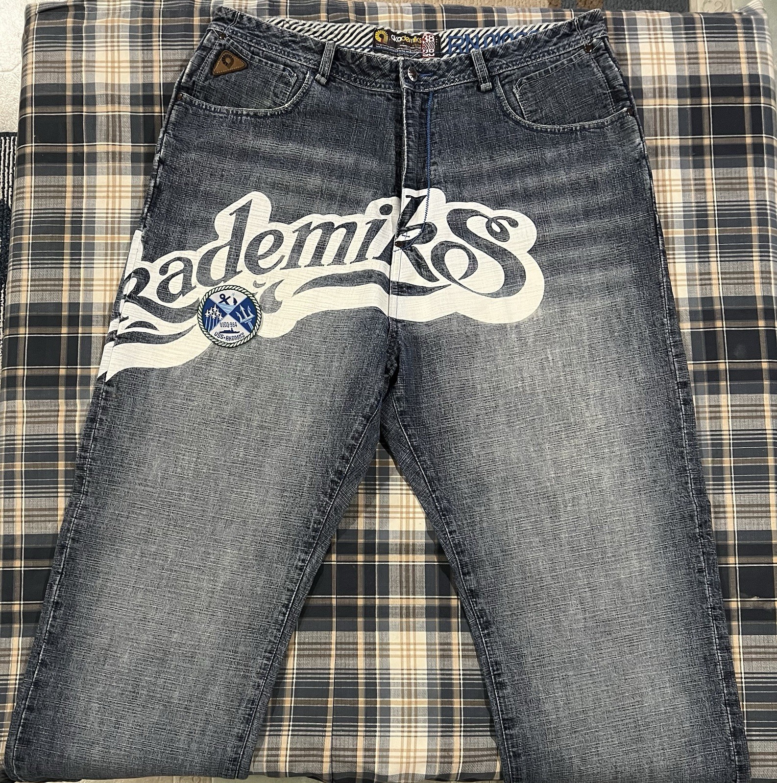 Jeans uomo Akademiks vintage larghi denim taglia 38X34