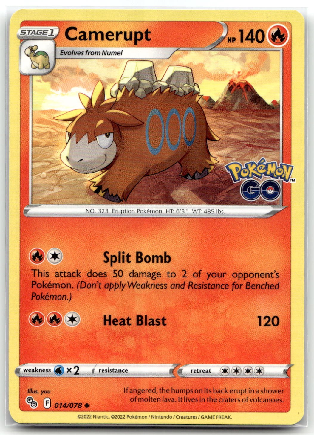 Camerupt 014/078 Pokemon GO Pokemon non comune TCG NM