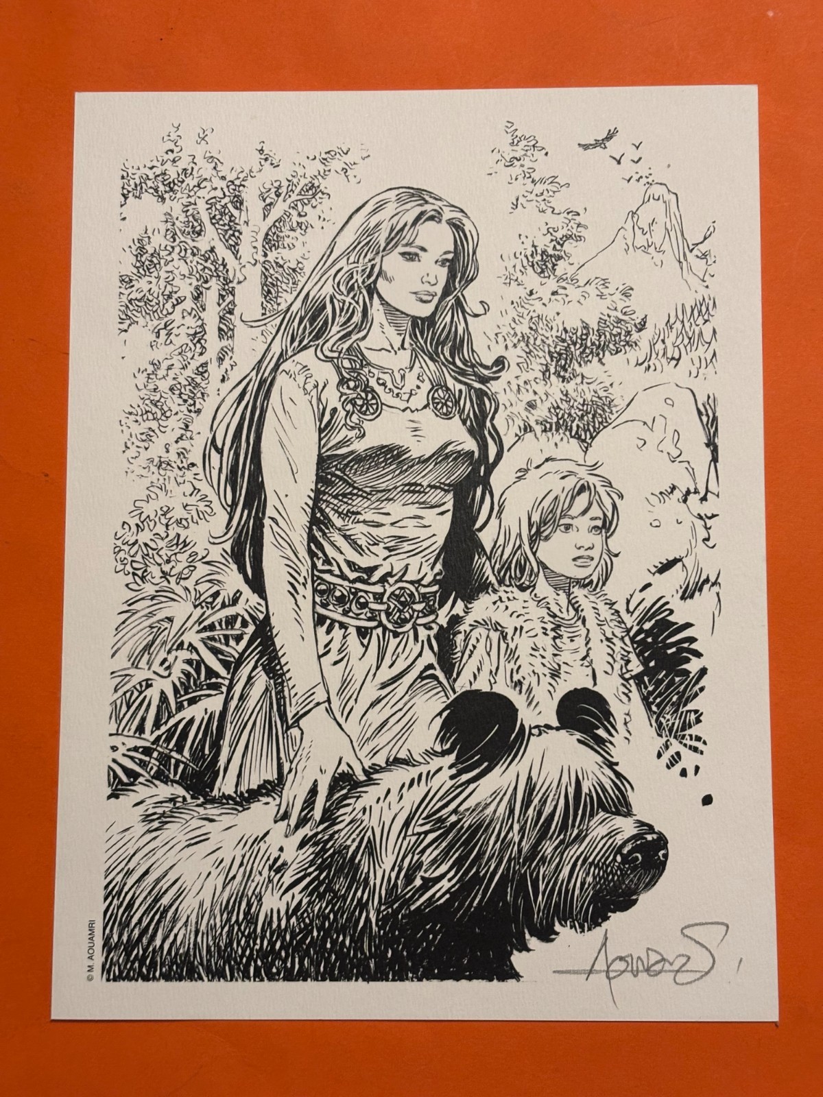 AOUAMRI EX LIBRIS SIGNE HOMMAGE A THORGAL    19 X 25 TONNERRE DE BULLES NEUF