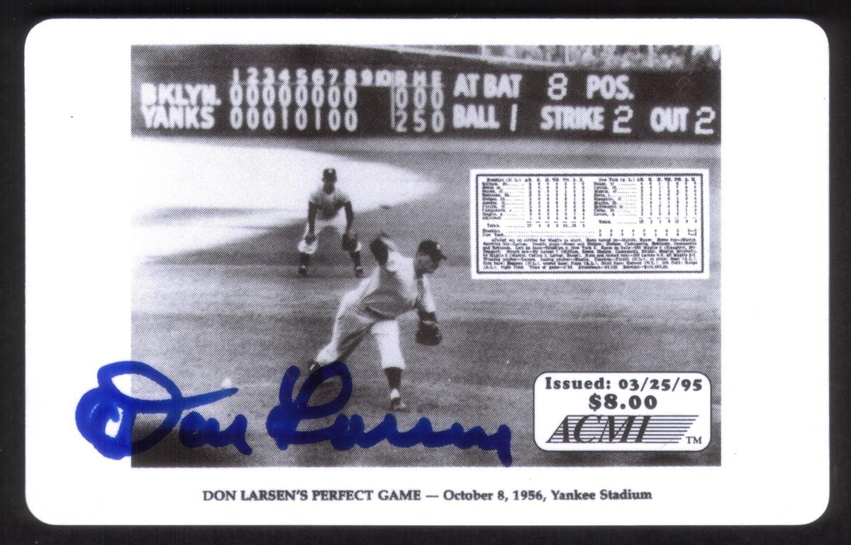 Don Larsen's Perfetto Gioco Yankee Stadio ( B+W ) Firmato Sul Davanti Phone