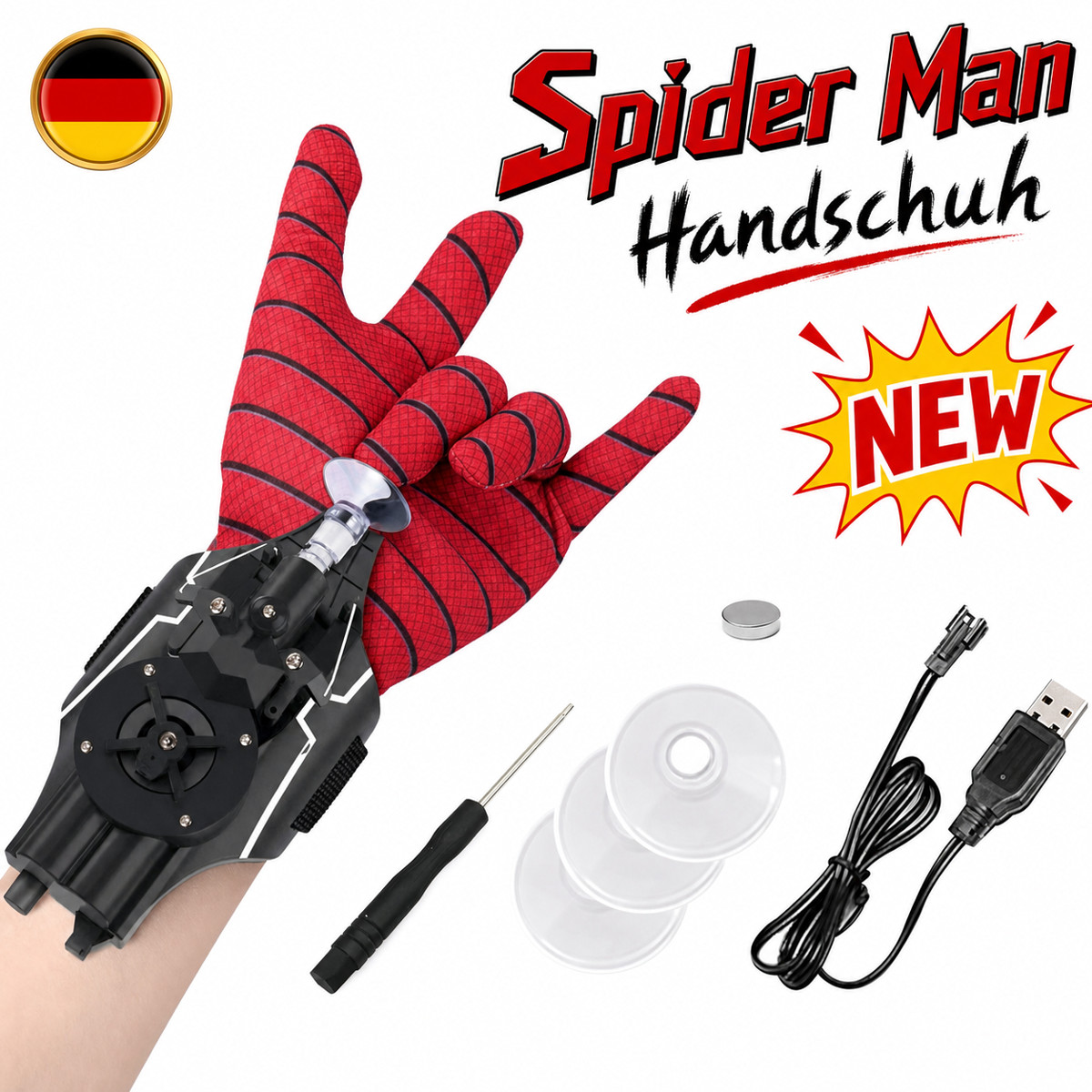 Guanto Cosplay Spider Man rete 3 metri ragnatela USB Shooter ABS