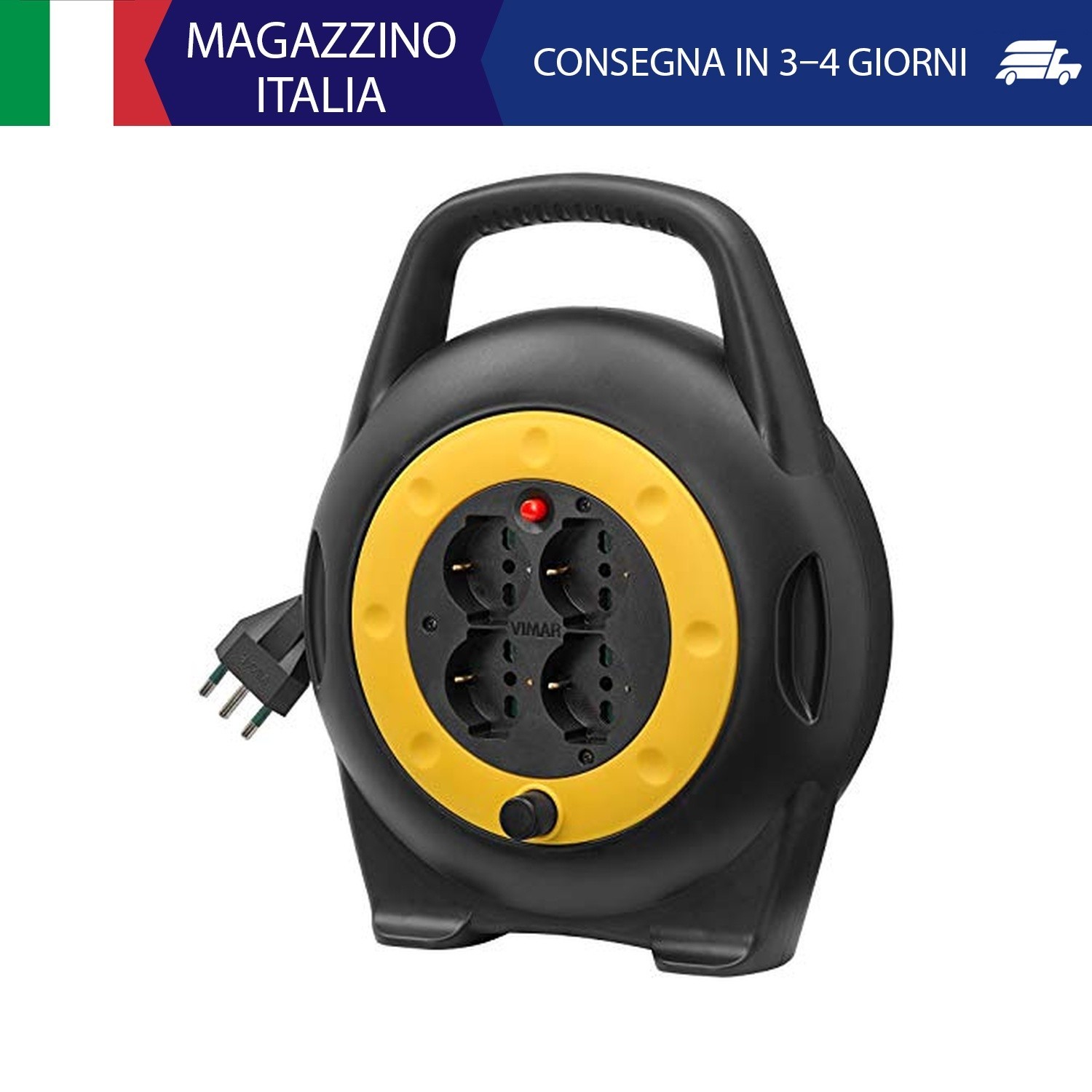 Vimar 0P32714 Avvolgicavo 10 Metri, Con 4 Prese Universali A Standard Italiano S