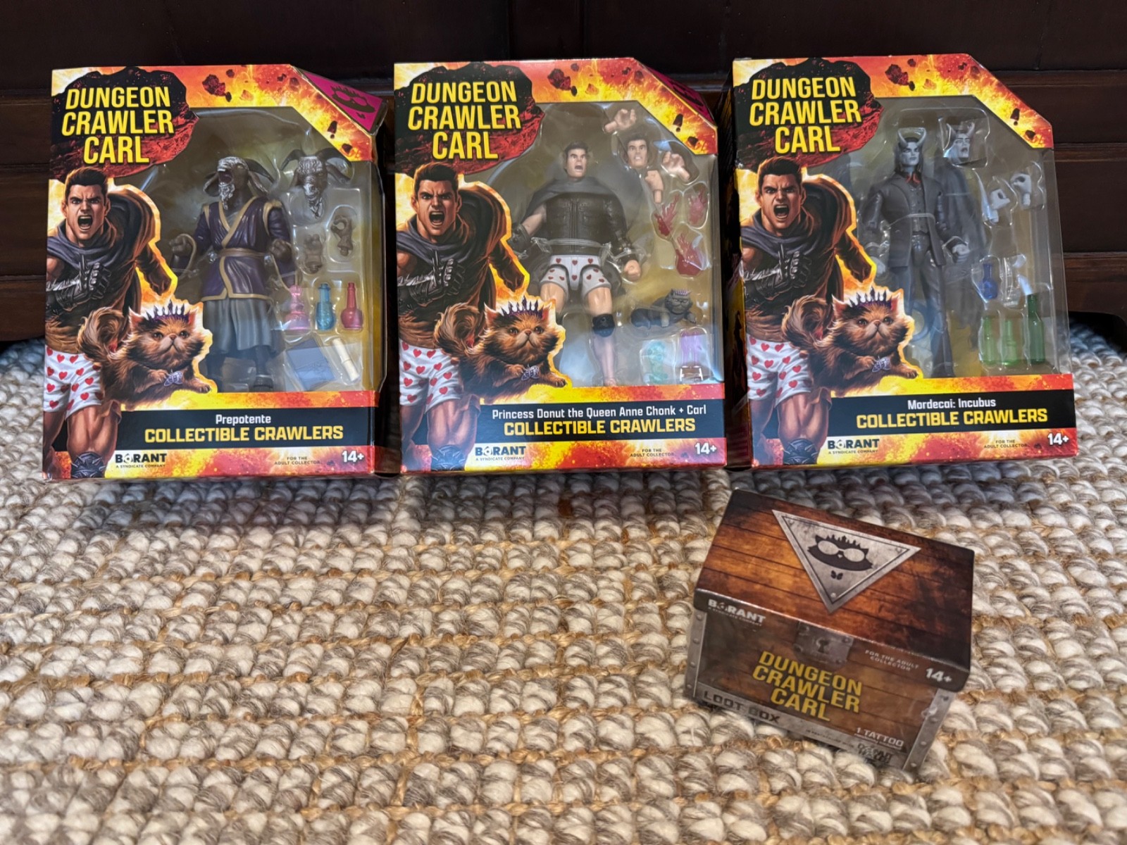 Playmates Dungeon Crawler Carl 3 Figure Set + 1 free DCC Loot Box Unopened