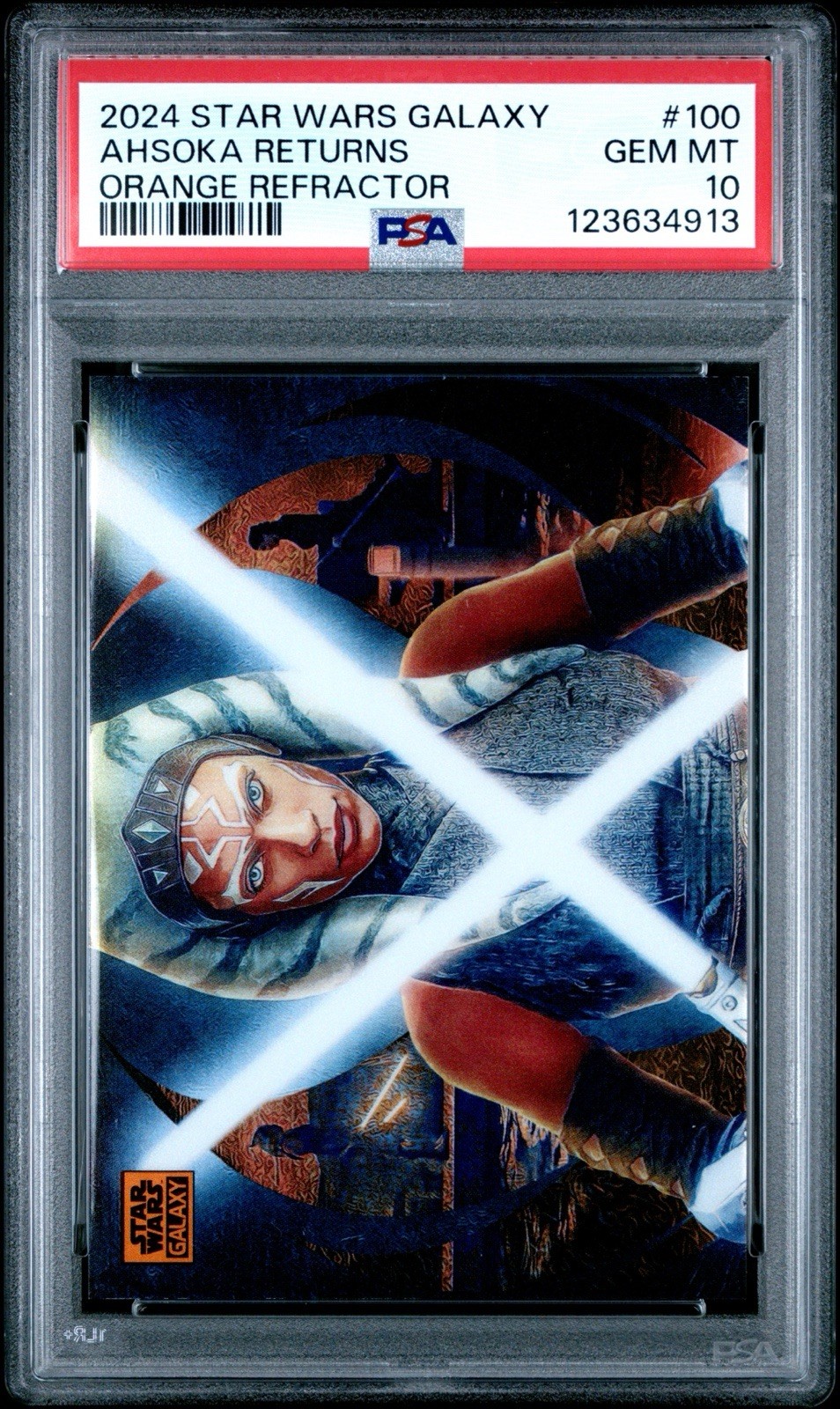 Ahsoka Returns 2024 Star Wars Galaxy #100 Orange Refractor /25 PSA Gem Mint 10
