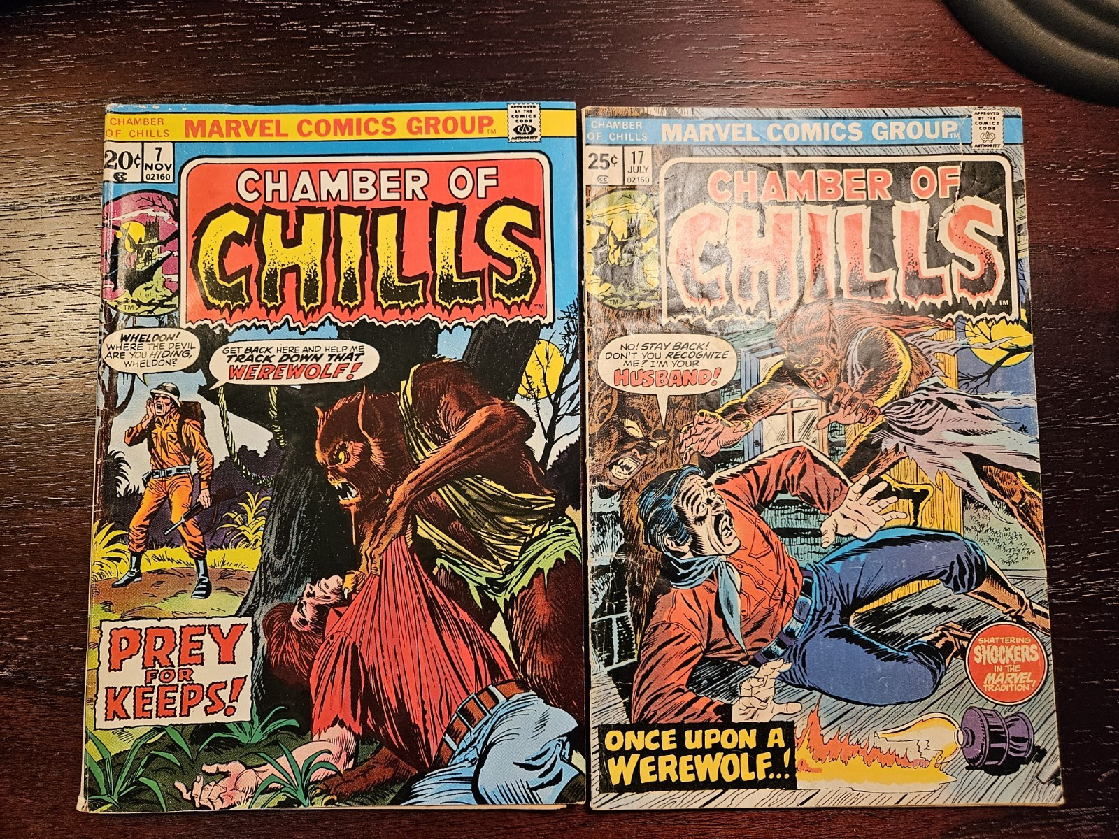 CHAMBER of CHILLS #7,17 fumetti Marvel vintage copertine LUPO MANNARO