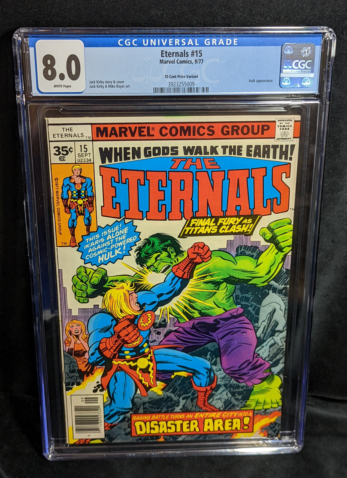 Eternals, Vol. 1 # 15 - 35 Cent Price Variant CGC 8.0 WHITE 1977 Kirby Marvel