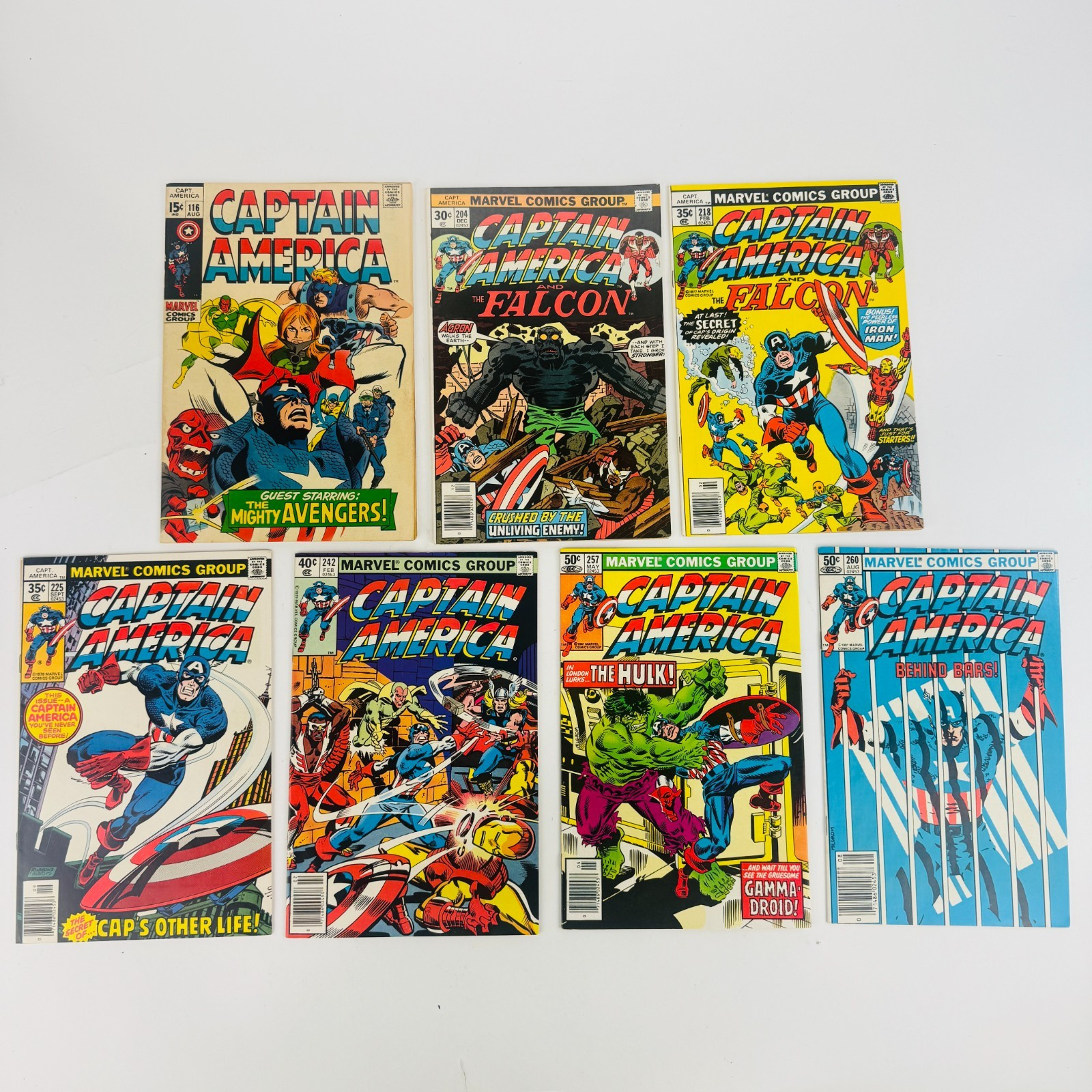 (Lot of 7) Captain America - Marvel Comics 1969  #116 204 218 225 242 257 260