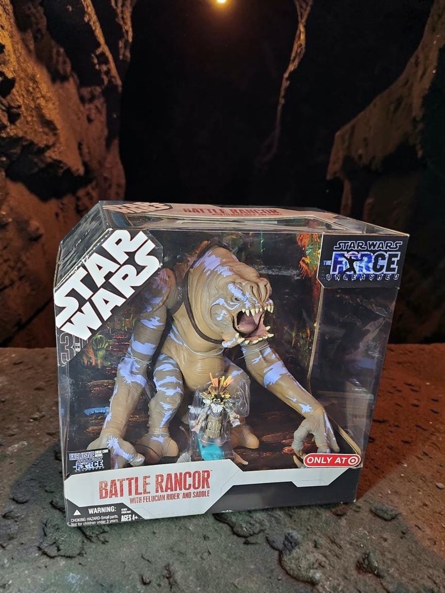 🔥2007 Star Wars Force Unleashed Battle Rancor with Felucian Rider & Saddle