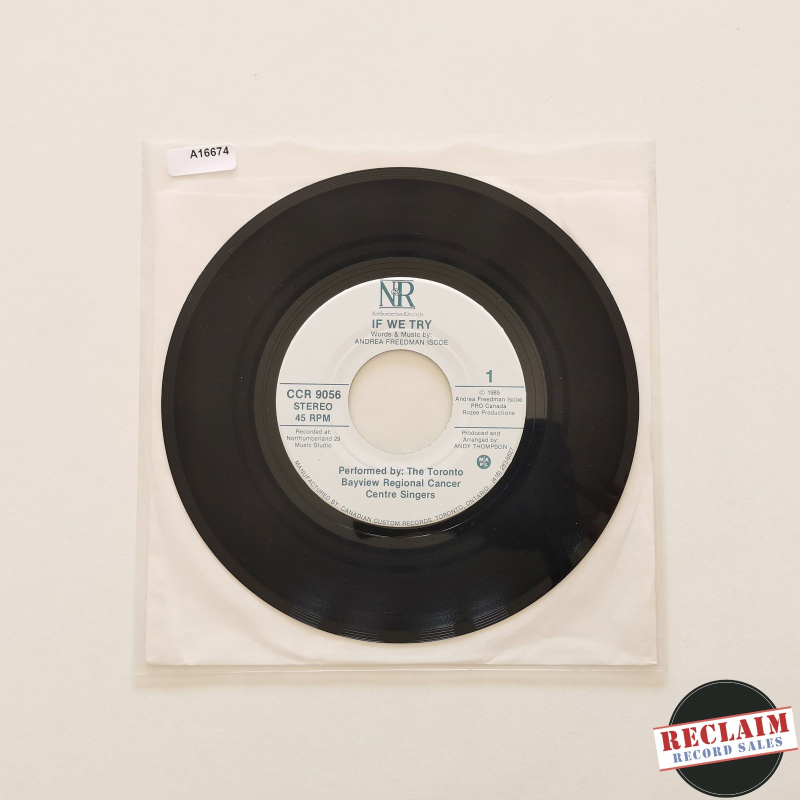 Toronto Bayview Regional Cancer Centre Singers – If We Try 7" vinyl record VG
