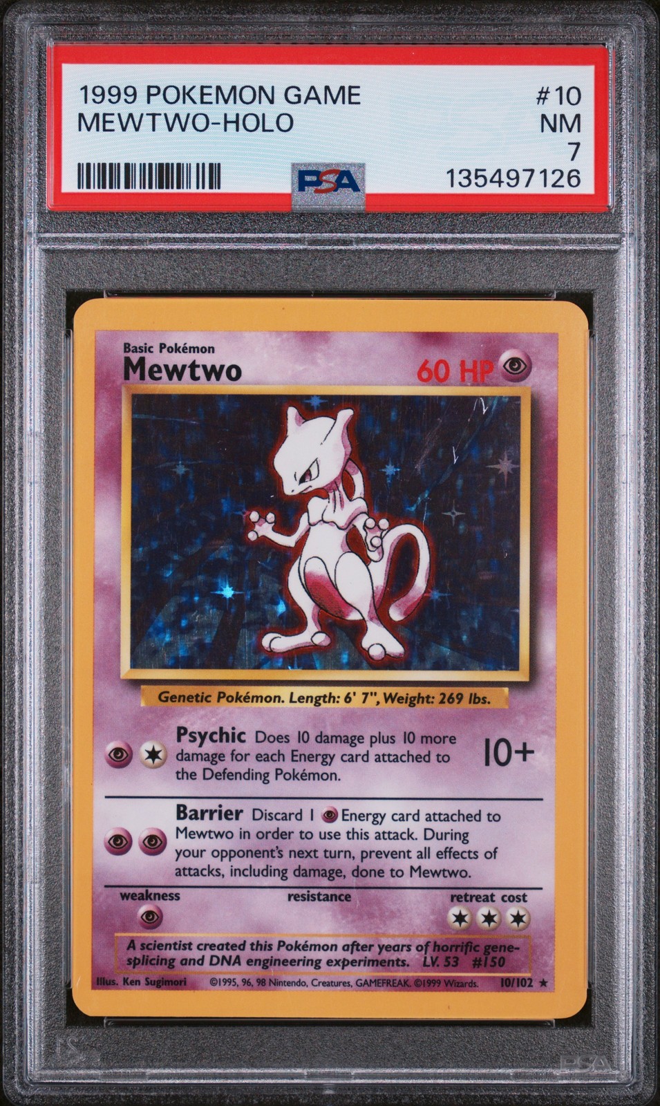 Mewtwo Holo Game PSA 7 10/102 Pokemon 1999 Vintage Grail Limited Print Run