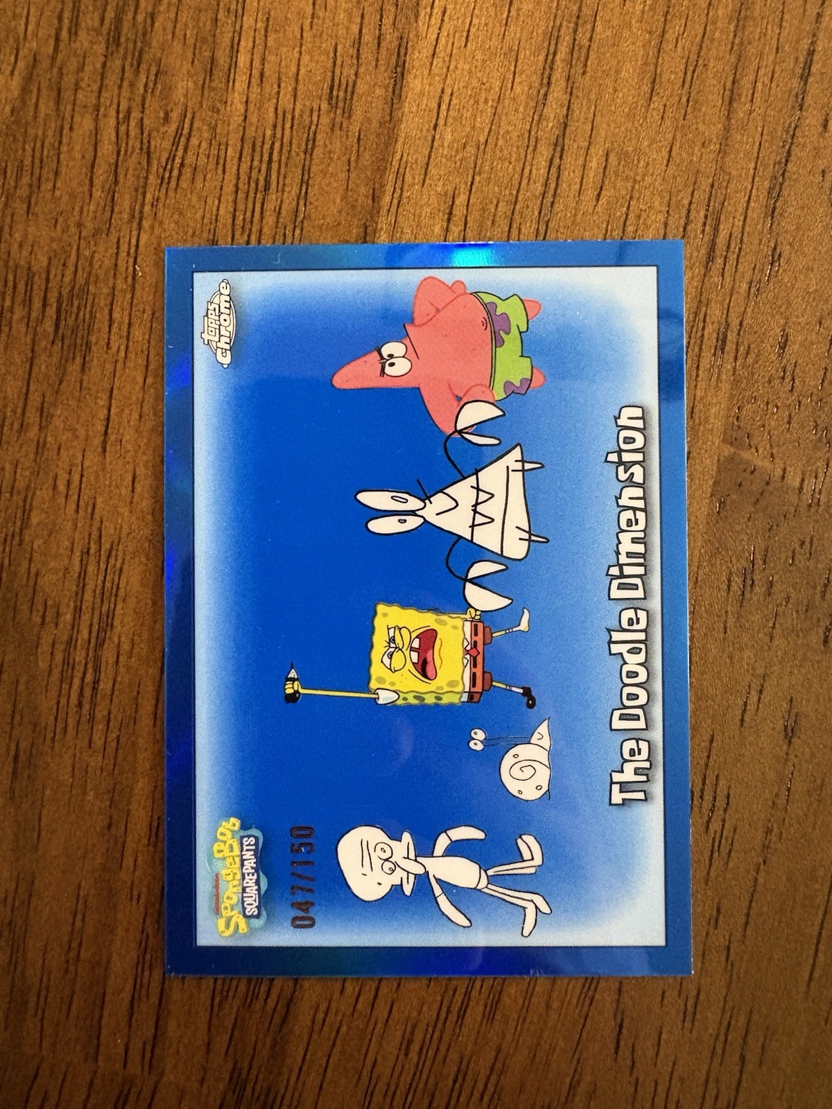 2025 Topps Chrome SpongeBob The Doodle Dimension rifrattore blu /150 #163