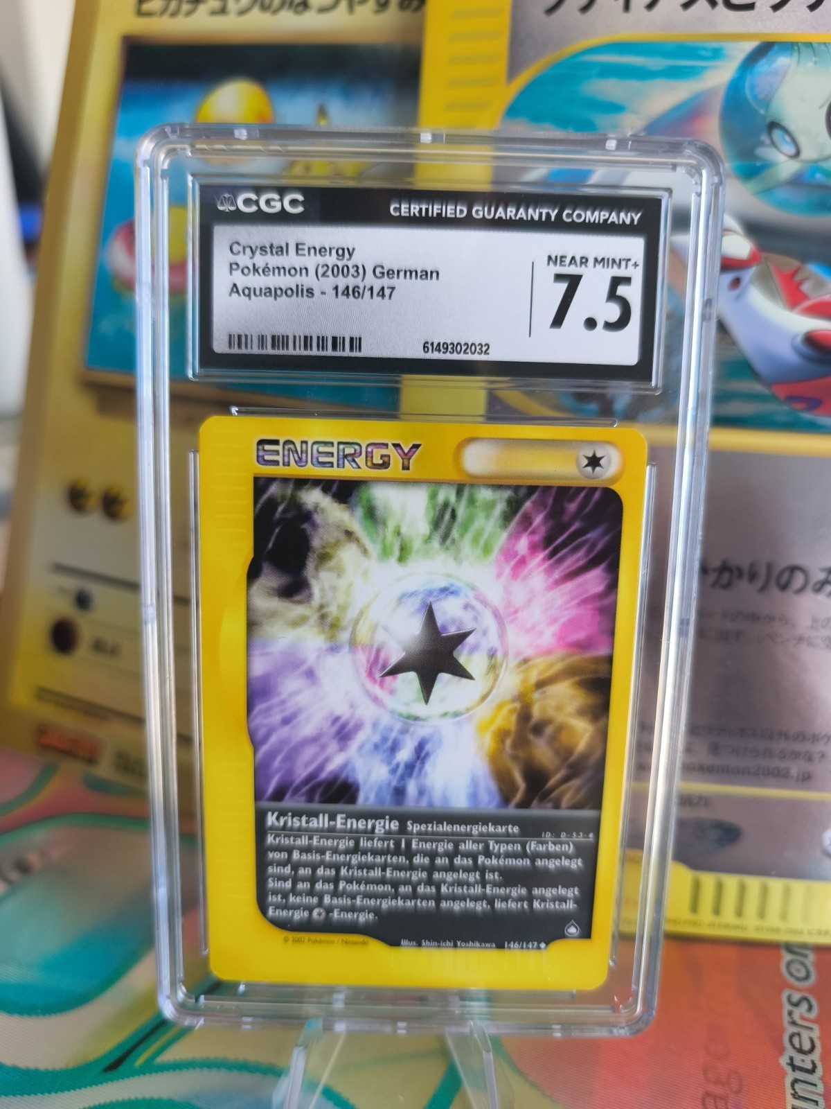 Carta Pokemon Card Crystal Energy Aquapolis 2003 tedesco giapponese CGC 7.5