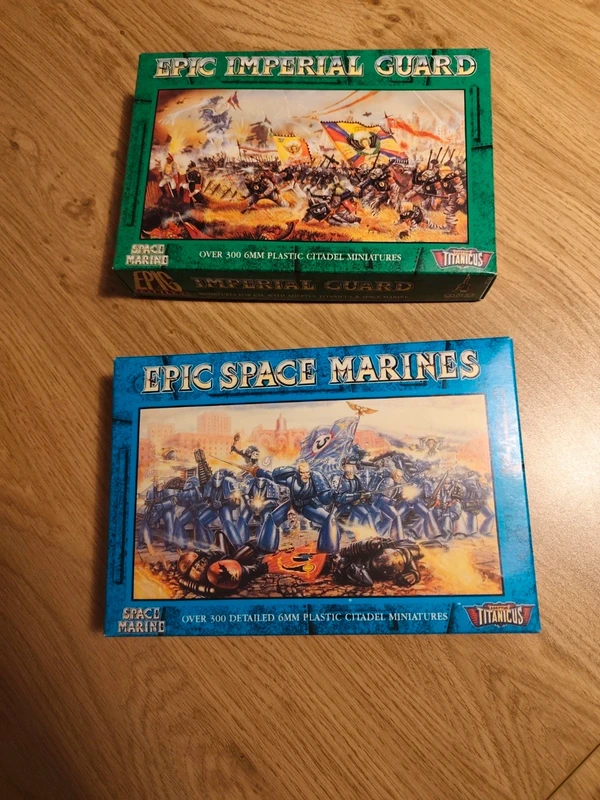 📦 Lot de 2 boîtes vides Games Workshop 1990 – Epic Imperial Guard & Space Marines / Titanicus