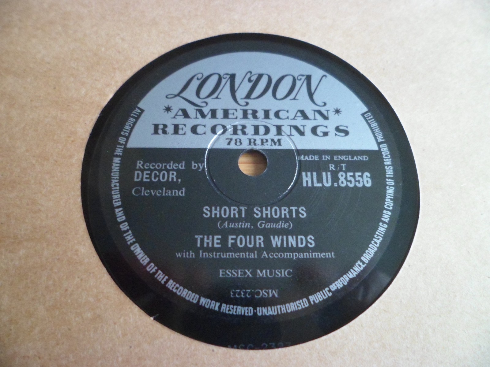 THE FOUR WINDS: SHORT SHORTS 1958 LONDON 78RPM RARE EX+ SUPERB INST. ROCKER