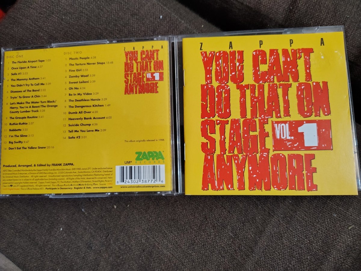 FRANK ZAPPA You Can't Do That on Stage Anymore, Vol. 1 DBL CD