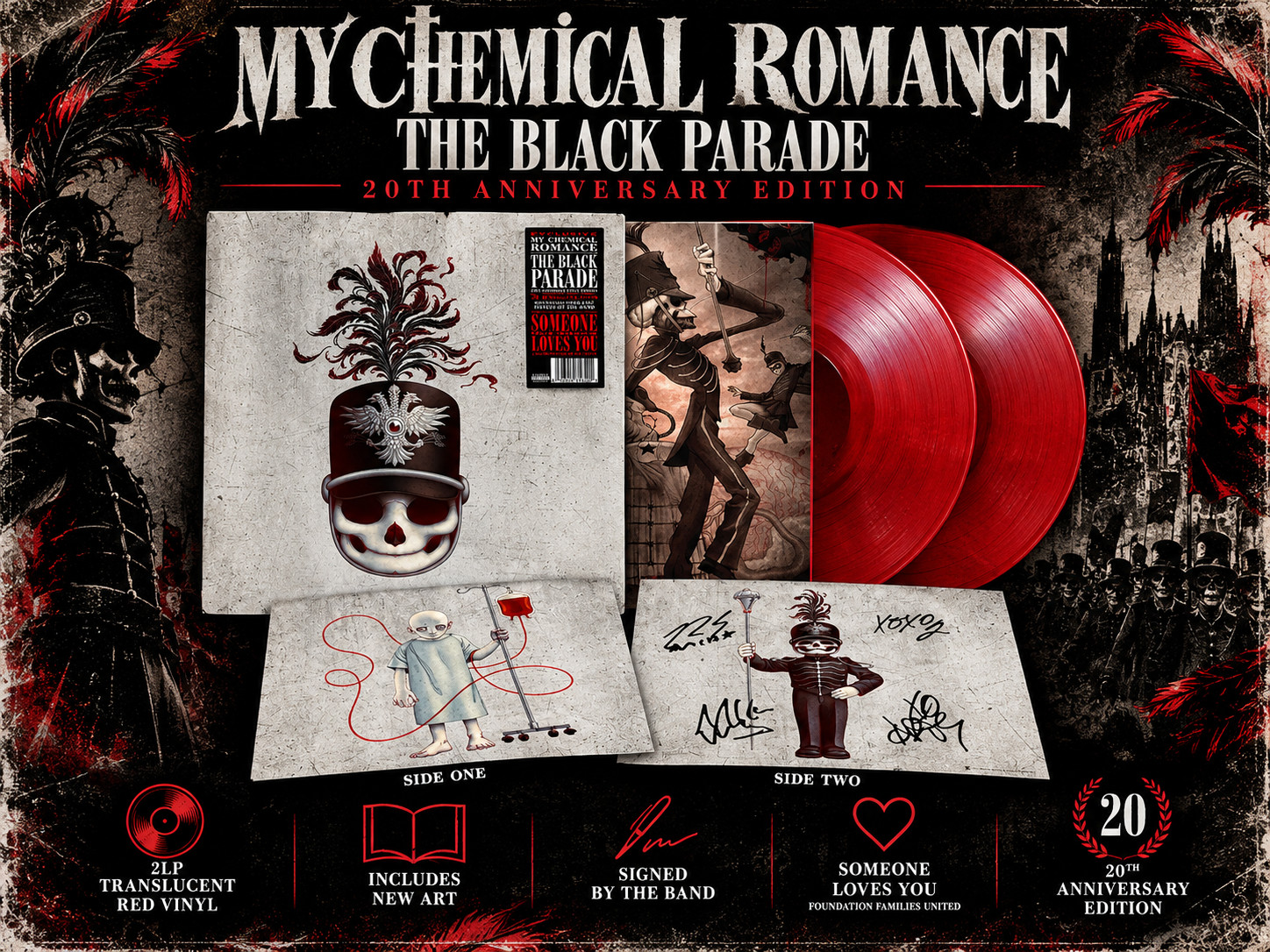 MY CHEMICAL ROMANCE Black Parade 20th SIGNED Deluxe🩸line Red Vinyl SHIPS NOW🩸