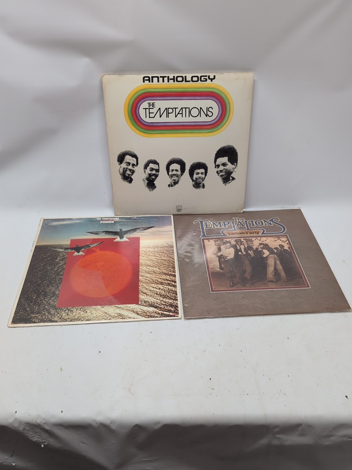 Lot(3l THE TEMPTATIONS - Anthology Power House Party Vinyl Record Albums VG+