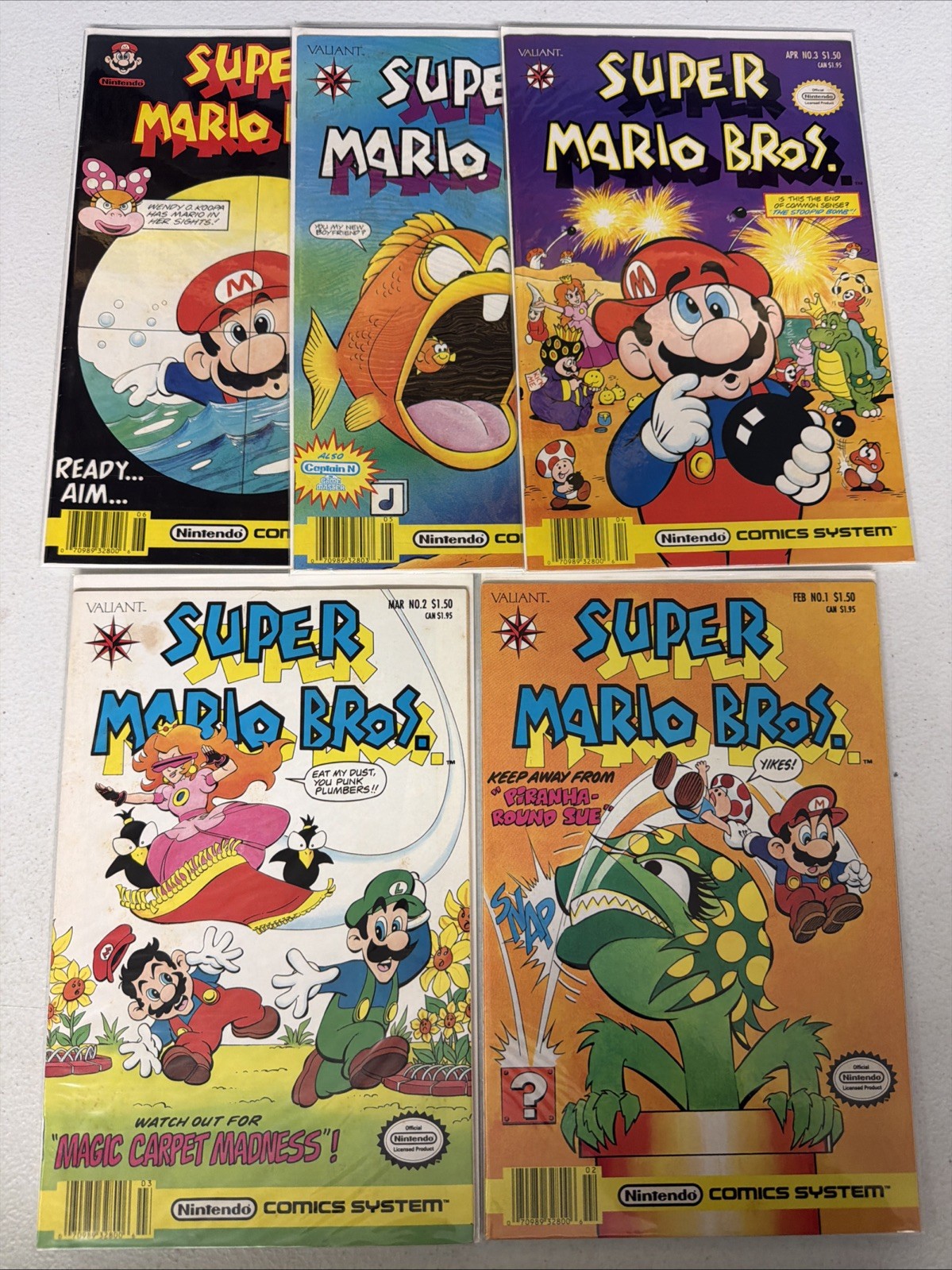 SUPER MARIO BROS #1 2 3 4 5 1991 2° serie Valiant Comics Nintendo VG/F *Y6