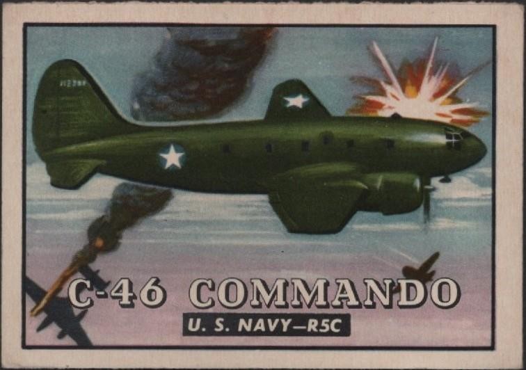 1952 Topps Wings Card #37 - C-46 Commando - U.S. Navy-R5C - Excellent Condition