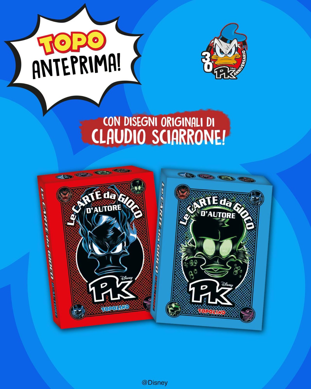 TOPOLINO 3689 e 3690 con LE CARTE DA GIOCO D'AUTORE DI PK - DISNEY - PREVENDITA