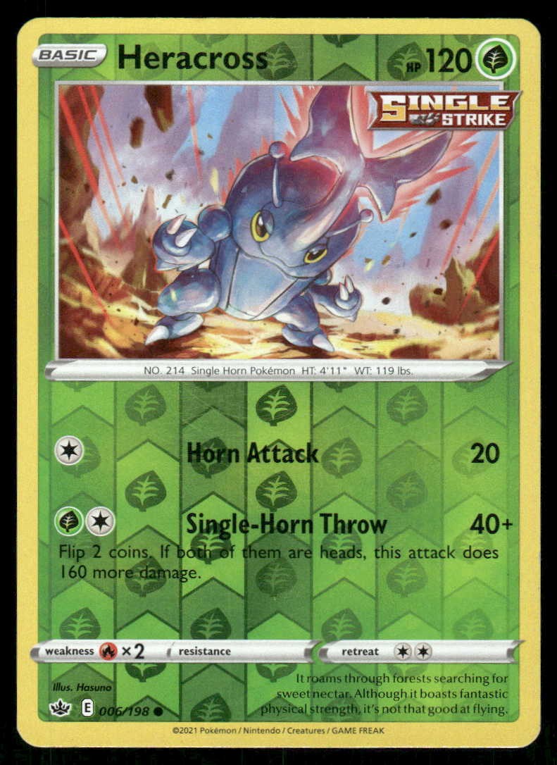 POKEMON HERACROSS CHILLING REIGN 006/198 REVERSE HOLO C LP