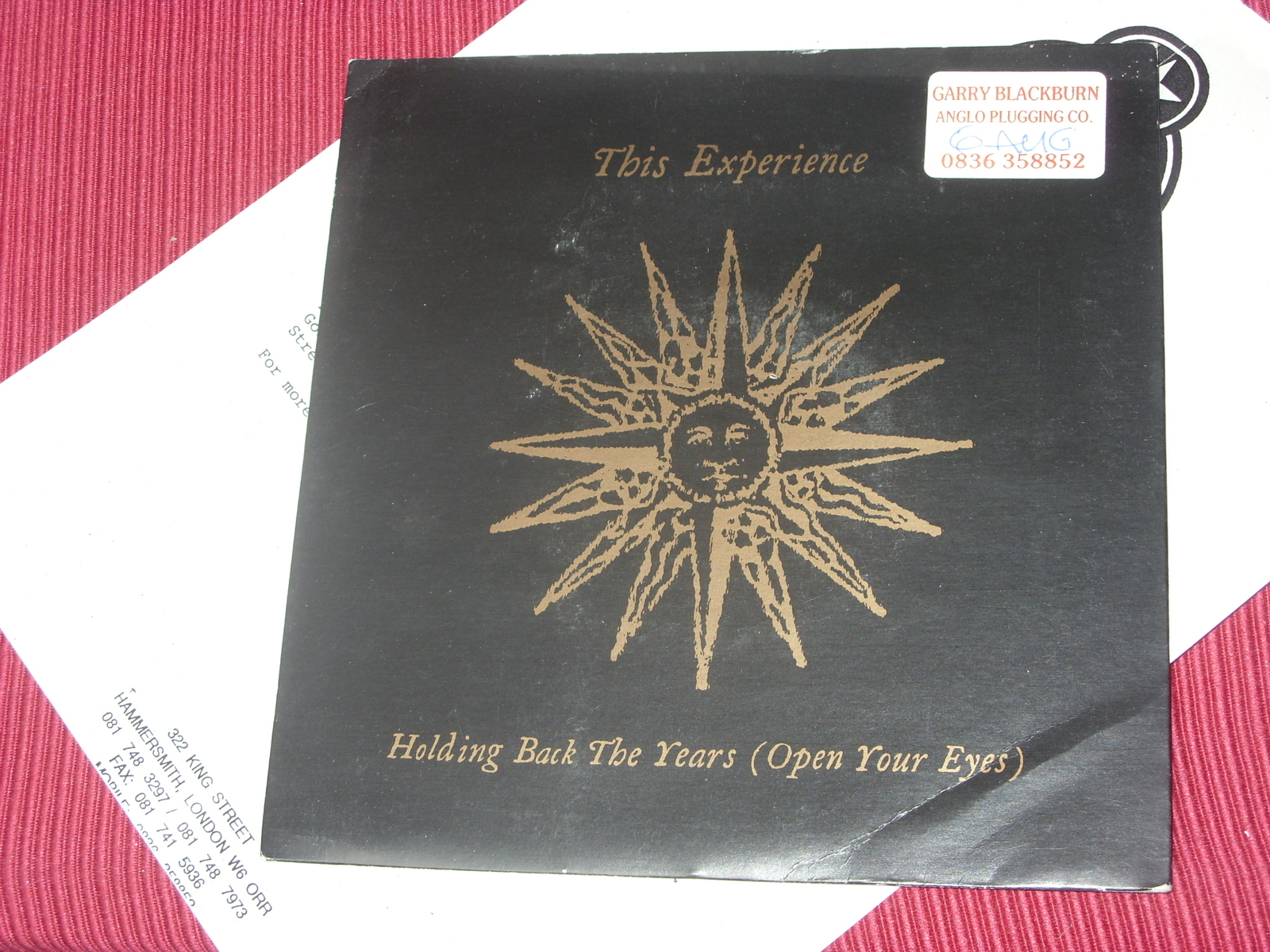 This Experience:  Holding back the years Promo + press release   7"  NM Unpla...