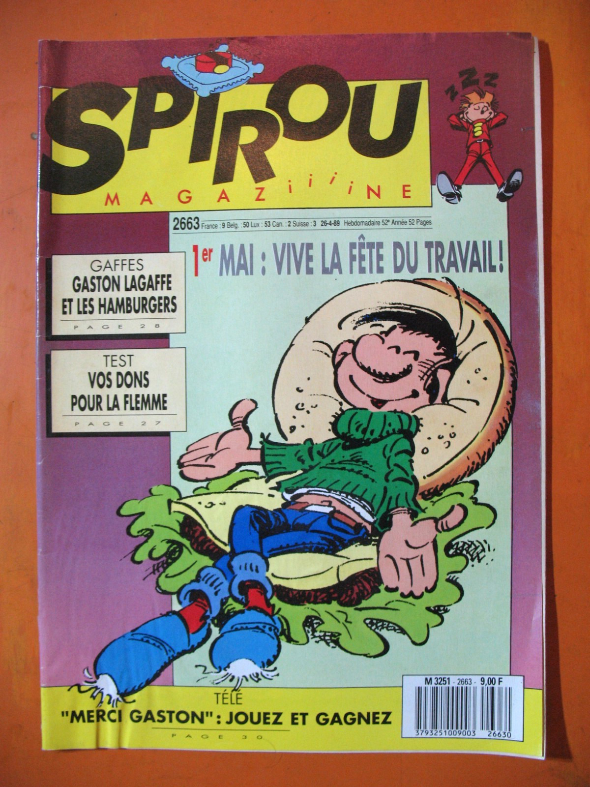 SPIROU Magazine N° 2663 du 26/04/1989- 1er Mai: Vive la fête du travail !